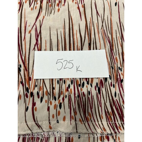 Y2K Artsy Short Sleeve Blouse Abstract Grass Print Beige Multicolor Top - Picture 6 of 7